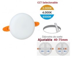 Downlight panel LED Redondo SIN MARCO 90mm 9W CCT corte ajustable 40 a 75mm